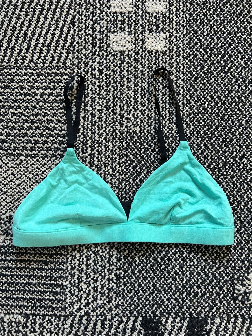 MeUndies Aqua UltraModal FeelFree Triangle Bralette with Black Straps